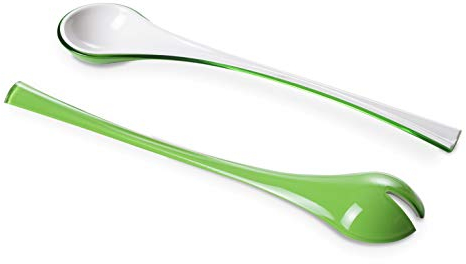 Omada Design Posate da Insalata Bicolore in plastica, Effetto Sfumato, Made in Italy, Lavabili in Lavastoviglie, Linea Trendy, Verde/Bianco