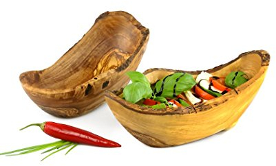 Ciotola rustica in legno d'ulivo, 14 - 18 cm