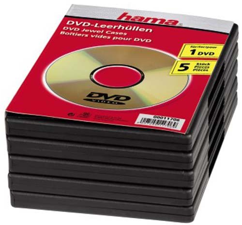 Hama DVD-Leerhülle, 5er-Pack, schwarz
