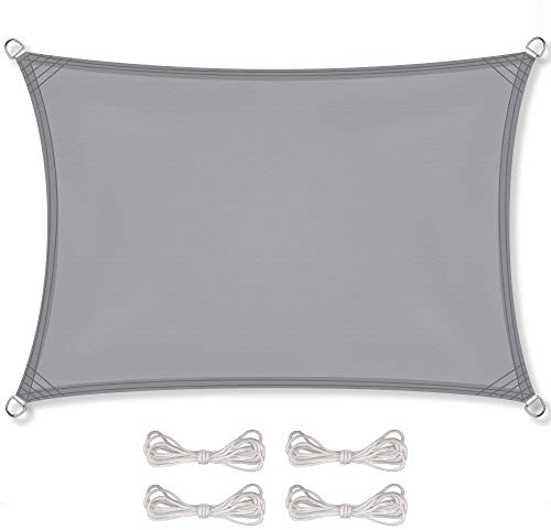 CelinaSun Sonnensegel inkl Befestigungsseile Premium PES wasserabweisend imprägniert Rechteck 3 x 4 m hell grau