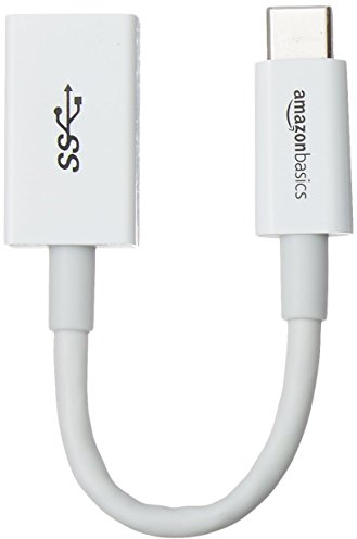 Amazon Basics Cavo convertitore da USB-C a USB-A 3.1 Gen 1 adattatore femmina, velocità 5 Gbps, certificazione USB-IF, per laptop, tablet, telefoni, bianco