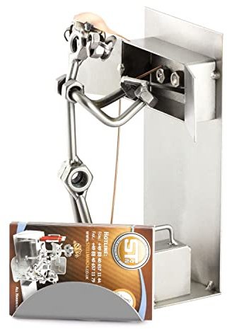 Steelman24 Schraubenmännchen Elektriker mit Kartenhalter | Made in Germany,Handarbeit,Geschenkidee,Stahlfigur,Metallfigur,Metallmännchen