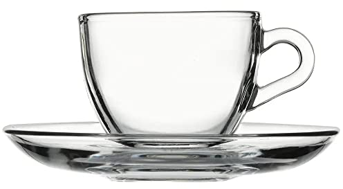 Pasabahce - 12 pezzi set con 6 tazzine per espresso e 6 piattini Basic (max. 80 ml)