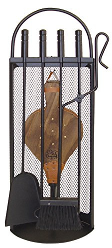 Imex El Zorro 10047 Serviteur de cheminée avec arceau en maille + accessoires poignées soufflet 68 x 23 x 14 cm Noir