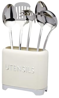 KitchenCraft Lovello Utensil Holder, 2 x 1 x 16 cm - Vanilla Cream