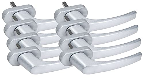 8 x Alu Fenstergriff in Silber F1 - Stiftlänge 30mm