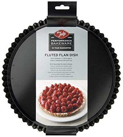 Tala Moule à Tarte Cannele Performance, 25 cm de Diamètre, Acier au Carbone de Qualité Professionnelle avec Revêtement Antiadhésif Eclipse, Idéal pour Tartes, Flans, Quiches ou Desserts, Noir