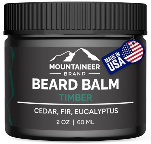 Mountaineer Brand Natural Beard Balm with Timber Scent | Scents Inspired by Nature | Beard Butter for Men | Leave in Condidtioner | Hydrates, Softens and Tames | Made in West Virginia | 2oz
