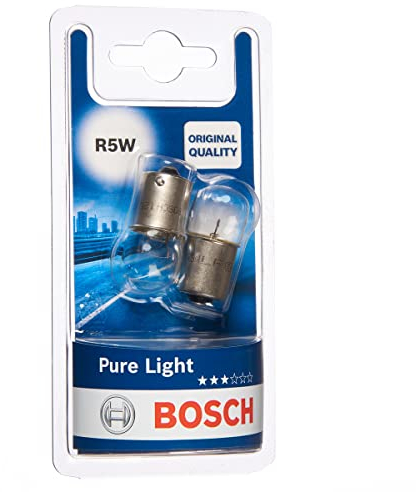 Bosch R5W Pure Light Lámparas para vehículos, 12 V 5 W BA15s, Lámparas x2