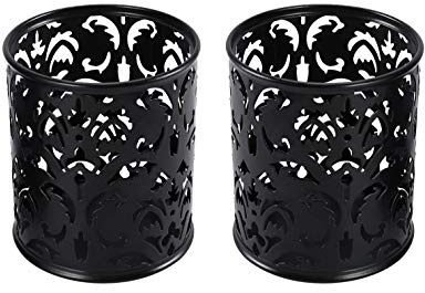 EasyPAG Pen Pot Pencil Holder Makeup Brushes Storage,Pack of 2,Black | Metal,Home and Office,Desk Tidy,Stationery Organiser