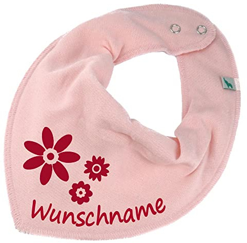 HALSTUCH mit Namen oder Text personalisiert für Baby oder Kind aus Baumwolle in Einheitsgröße Blumen