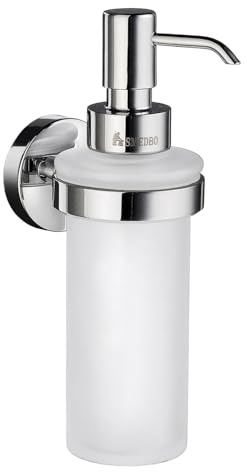 Smedbo HK369 Home Halter mit Seifenspender aus Glas, poliertes Chrom, 6,2 x 9,5 x 23,5 cm, Silber