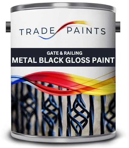 Trade Paints Metal Paint - Wrought Iron Gate & Railing Paint - Gloss Black - Interior & Exterior -1L