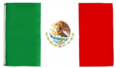 AZ FLAG - Drapeau Mexique - 150x90 cm - Drapeau Mexicain 100% Polyester Avec Oeillets Métalliques Intégrés - Pavillon 110 g