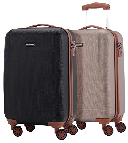 Hauptstadtkoffer - Wannsee - 2 x Handgepäck Koffer-Set Trolley-Set Rollkoffer sehr Leichter Reisekoffer, ABS Hartschalenkoffer 4 Rollen, TSA Zahlenschloss, Champagner & Schwarz