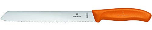 Victorinox Swiss Classic, Profi Brotmesser, Extra Scharfe Klinge, Wellenschliff, 21 cm, Robuster Kunststoffgriff, Rostfreier Stahl, orange
