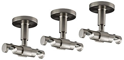 Victoria M. Gardinenstangen-Halterung Decke Deckenhalter Vorhangstange, 2-läufig, Silber, Ø 16 mm, 3er Pack