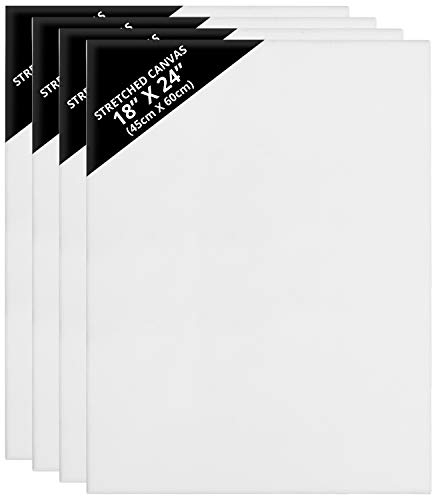 Belle Vous Blanko Leinwände (4 Stk) – 45x60cm – Bespannter Rahmen Groß, Keilrahmen Leinwand Set für Künstlerbedarf, Leinwandbrett für Ölfarben, Acrylfarben, zum Skizzieren & Zeichnen