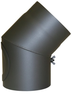Kamino-Flam Tuyau de Poêle Coude Ø env. 150 mm, Coude de Poêle 45° en Acier Laqué Senotherm Résistant à la Chaleur, Avec une Ouverture de Nettoyage, Testé EN-1856-2, Gris