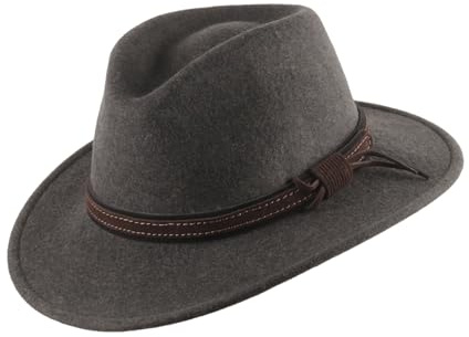 SCIPPIS Wollhut Austin – Wasserabweisender Outback-Hut aus 100% Wolle, knautschbar, Made in Germany – Braun-Melange oder Grau-Melange – Herren & Damen – S bis XL