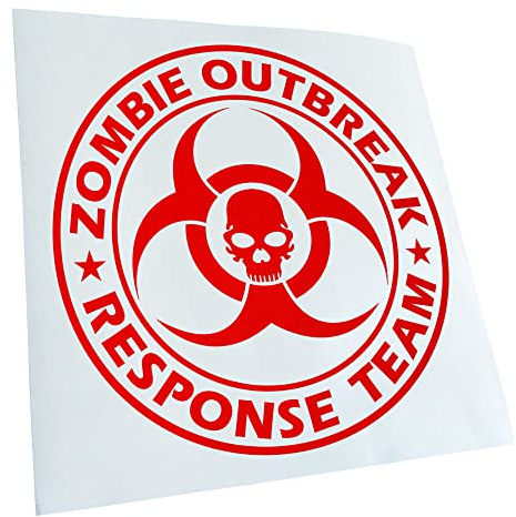 Kiwistar - Autoaufkleber - rot - 60 x 60 cm - Zombie Outbreak Skull - Heckscheibenaufkleber Auto Aufkleber wetterfest für Kfz LKW Mofa Truck - Sticker außen selbstklebend Tuning Zubehör für Fenster