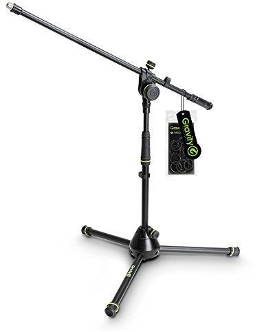 Gravity MS 4221 B - Mikrofonständer Kurz mit Dreibein-Klappfuß und 2-Punkt Galgen, 500 mm Galgen, schwarz