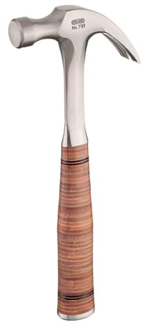 PICARD Ganzstahl-Klauenhammer Ledergriff 20 oz | Latthammer Amerikanische Form | Zimmermannshammer 322 mm | Picard Hammer mit Nagelzug | Framing Hammer für Zimmermann & Dachdecker | Handwerkzeuge