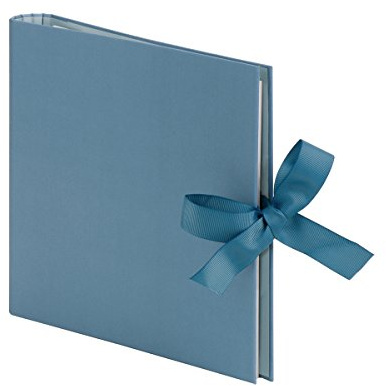 Rössler Fotoalben Ringbuch mit Schleife | Fotoalbum zum Einkleben | Fotobuch zum selbstgestalten | Geschenk hochzeit | Fotoalbum weiße Seiten | 290x290mm | 1 Stück | Farbe: Blau | Denim
