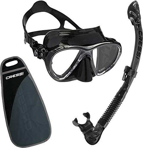 CRESSI Combo Big Eyes+Alpha UD Black/Black - Kombo Set Maske Big Eyes Evo und Schnorchel Alpha UD, zum Tauchen und Snorkeln, Schwarz/Schwarz, Einheitsgröße, Erwachsene