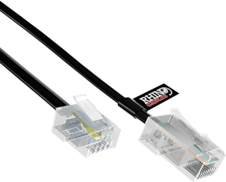 rhinocables RJ11 to RJ45 Cable - Ethernet Patch Network Lead | Reliable Router & Modem Connectivity | ADSL, VoIP, Fax & Phone Compatible | Multiple Lengths & Colours Available (5m,Black)
