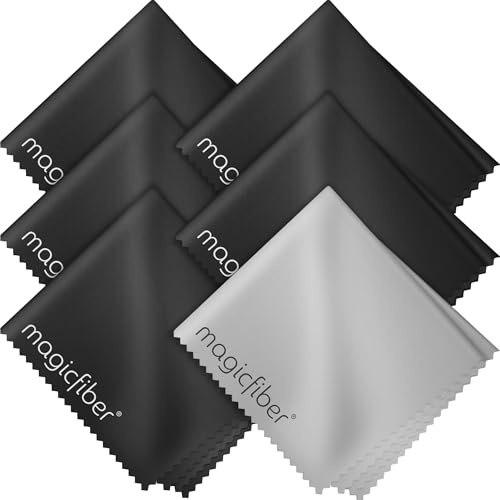 MagicFiber Mikrofiberrengöringsdukar – för alla LCD-skärmar, surfplattor, objektiv och andra känsliga ytor (5 svarta och 1 grå, 15,2 x 17,8 cm)