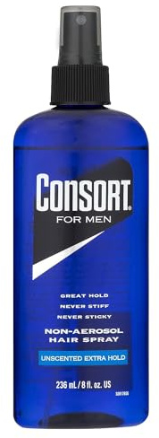 Consort Hair Spray for Men, Extra Hold, Unscented, Non-Aerosol - 8 oz by Consort