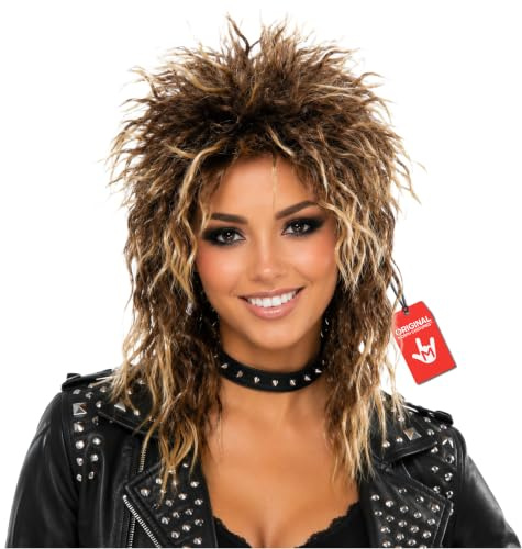 Fun Shack Perücke Damen 80er Jahre, Rocker Stil, Queen of Rock 'n' Roll, Ideal für Karneval und Halloween, Einheitsgröße