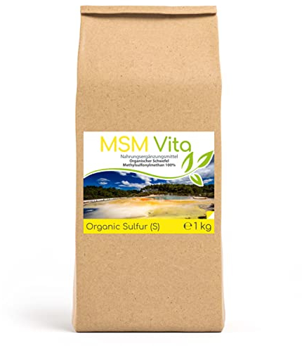 Cellavita – Organischer Schwefel MSM Vita Pulver hochdosiert & 99,9% rein - Reines Methylsulfonylmethan Pulverform 1kg im Beutel – MSM-Pulver zusatzstoff- & konservierungsmittelfrei – Made in Germany