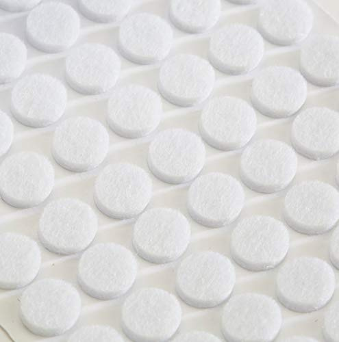 168 Pack Rok Hardware Heavy Duty 3/8 (9.5mm) Diameter Self-Adhesive Felt Pads, Furniture/Cabinet Bumpers, 1/8 (3mm) Height, Round, White - ROKFELTP38WHT