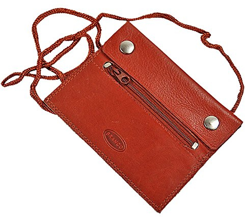 GoBago Branco Kleiner Leder Brustbeutel Brusttasche Security Wallet super Flach (braun)