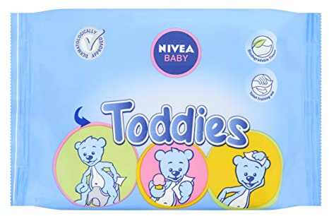NIVEA Baby Lingettes Toddies (1 x 60), lingettes nettoyantes bébé & nourrisson, lingettes hypoallergéniques visage, fesses et mains pour bébé, testées cliniquement