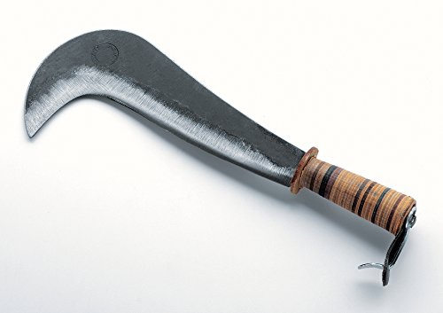 Ausonia - Roncola forgiata con manico in cuoio Cm 30