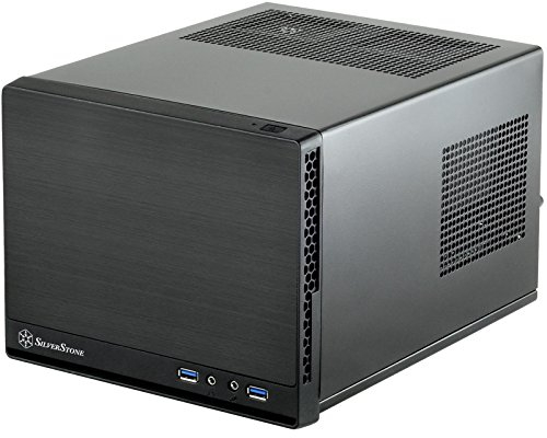 SilverStone SST-SG13B-Q - Carcasa de ordenador compacta cubo Sugo Mini-ITX, Panel frontal de plástico con acabado en imitación de aluminio, negro