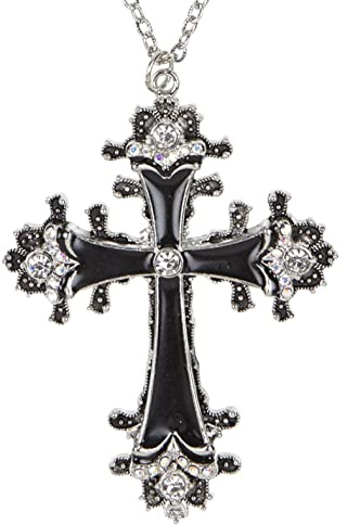 W WIDMANN MILANO Party Fashion - Gothic Kreuz Halskette | Kette mit Kreuzanhänger, Modeschmuck für Karneval, Halloween, Mottoparty, Cosplay