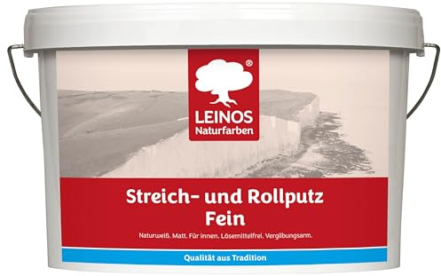 LEINOS Streich- und Rollputz fein 685, weiß – Feinkörniger Putz für Innen, atmungsaktiv, lösemittelfrei, schadstofffrei, gebrauchsfertig, strukturierbar, auf Putz, Gips, Lehm, Altanstrich – 2,5L