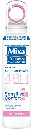 Mixa Deodorant Damen Zerstäuber Antitranspirant 48 Stunden Sensitive Komfort Extra Pflege, 150 ml