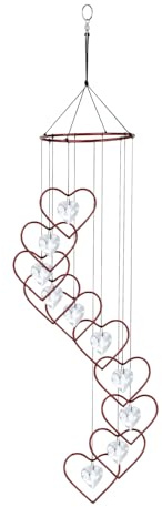 Red Carpet Studios Windchimes Spiral Wind Chime, 36 Long, Red Crystal Heart
