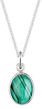 Elli Halskette Damen Malachit Edelstein Anhänger in 925 Sterling Silber