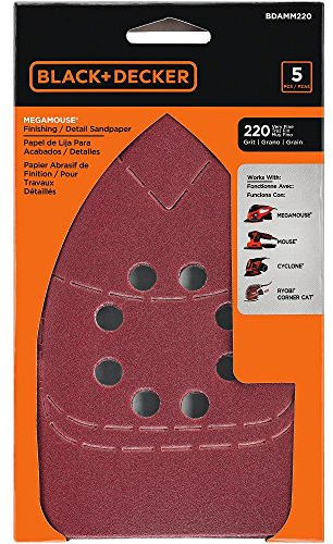 BLACK+DECKER BDAMM220 - Carta vetrata Mega Mouse, 220 g, confezione da 5