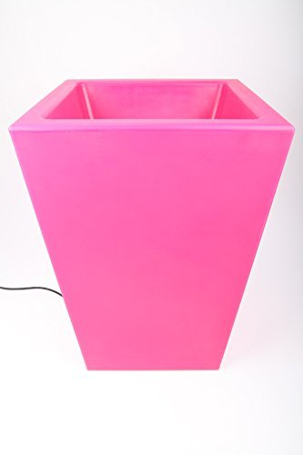 point-garden Beleuchteter Blumentopf aus Kunststoff, Pflanzkübel pink