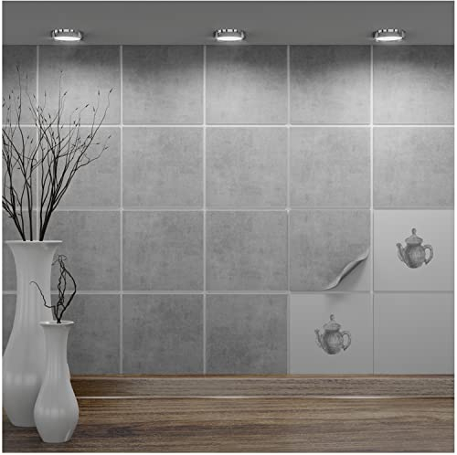 FoLIESEN - Fliesenaufkleber 15x15 cm | selbstklebende Fliesen-Folie für Bad & Küche | entfernbare Klebe-Folie für Wandfliesen Küchenrückwand & Bordüren | 20 Klebefliesen, .:Dekor Greydi