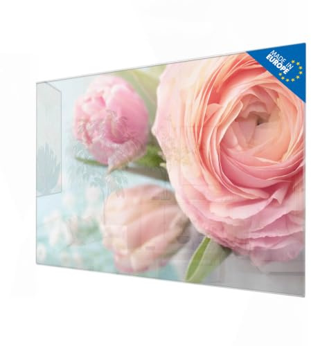 banjado Glas-Memoboard in 60x40cm mit Blumen- und Pflanzenmotiv | Beschreibbares Glasboard für Planung und Fotos, mit Motiv Rosa Tulpe im floralen Stil