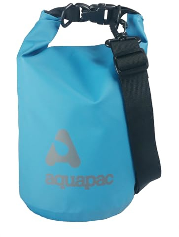 Aquapac wasserdichter Heavyweight-Packsack, 7 l, Cool Blue | Robuster, wasserdichter Packsack, Schultergurt, hergestellt in Großbritannien, 5 Jahre Garantie, Wassersport, Wandern