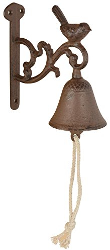 Esschert Design Türglocke Vogel S aus Gusseisen und Baumwollkordel,7,5 x 14,4 x 15,5 cm